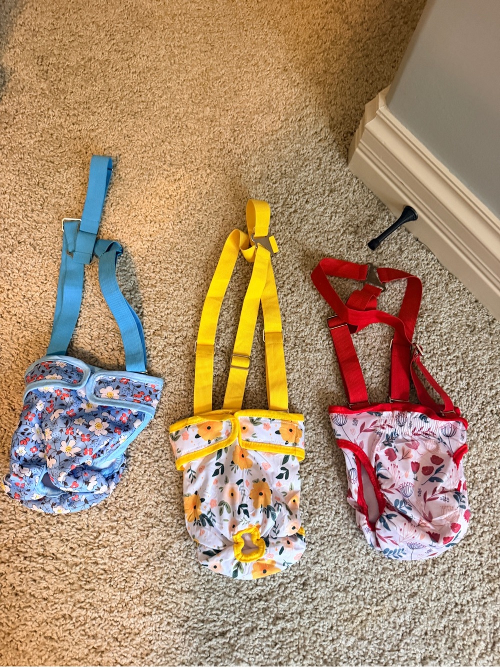 Dog Housebreaking Harness Set — Blue, Yellow, Red Floral Options